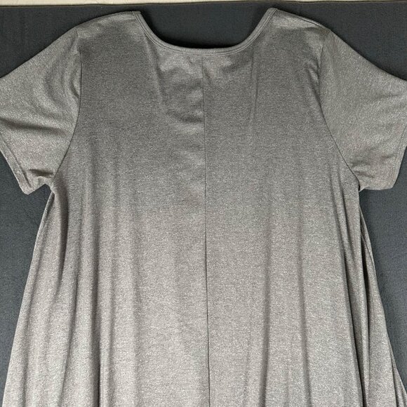 Lularoe Womens Medium Solid Gray Short Sleeve Carly Dress High Low Midi Hem - Picture 8 of 8